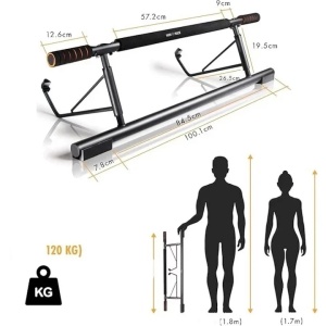 High Pulse bara tractiuni Pull Up Bar 90x24 cm, 120 kg, otel carbon, pozitii multiple prindere, tampoane spuma, montaj fara gaurire - Verificat A · Re-Bloom - Img 3