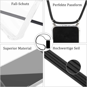 Husa cu snur pentru Huawei P30 HongMan, polipropilena/silicon, transparent/negru, 6,1 inchi