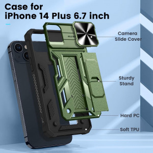 Husa de protectie compatibila cu iPhone 14 Plus 5G 2022 HWeggo, policarbonat/poliuretan, verde alpin, 6,7 inchi - Img 6