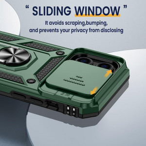 Husa de protectie cu inel compatibil cu iPhone 14 Pro HWeggo, policarbonat/poliuretan, verde, 6,1 inchi - Img 4