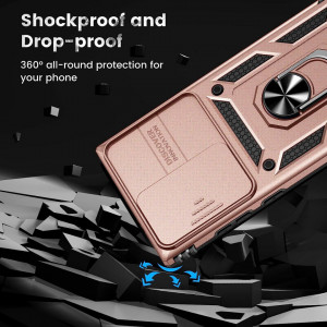 Husa de protectie cu inel compatibil cu Samsung Galaxy S23 ULTRA HWeggo, policarbonat/poliuretan, rose gold, 6,8 inchi - Img 3