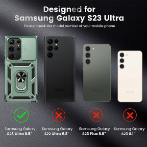 Husa de protectie cu inel compatibil cu Samsung Galaxy S23 ULTRA HWeggo, policarbonat/poliuretan, verde, 6,8 inchi - Img 6