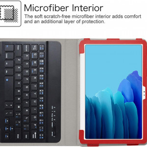 Husa de protectie cu tastatura detasabila pentru Samsung Galaxy Tab A10 4.7 inch Samsung Galaxy Tab A10 4.2020 (500) T505 T LiuShan, piele PU/ABS, rosu/negru - Img 6