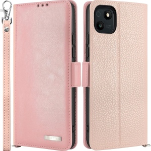 Husa de protectie flip pentru Wiko T10 5G Lairtte, piele PU/TPU, roz/bej, 6,5 inchi