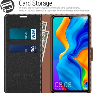 Husa de protectie pentru Huawei P30 Lite Coodio, piele PU, negru, 6,5 inchi