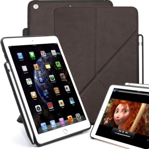 Husa de protectie pentru iPad 2017/2018 Khomo, piele PU, negru, 9,7 inchi