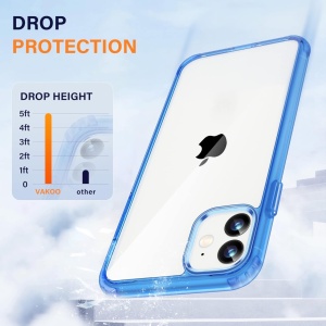 Husa de protectie pentru iPhone 11 Vakoo, TPU/PC, transparent/albastru, 6,1 inchi