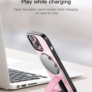 Husa de protectie pentru iPhone 13 Pro  Quikbee, piele PU, roz, 6,1 inchi