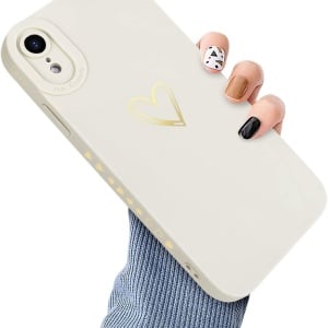 Husa de protectie pentru iPhone XR Newseego, silicon, alb/auriu, 6,1 inchi