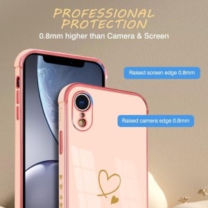 Husa de protectie pentru iPhone XR Newseego, silicon, roz deschis/auriu, 6,1 inchi