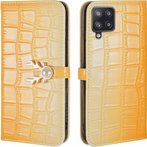 Husa de protectie pentru Samsung Galaxy A12 Aisenth, piele PU, galben, 6,5 inchi