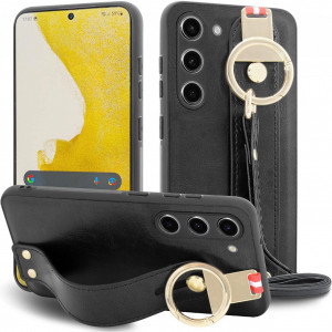 Husa de protectie pentru Samsung Galaxy S23 MAMA MOUTH, piele PU, negru/auriu, 6,5 inchi - Img 1