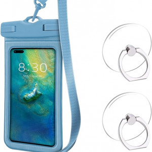 Husa impermeabila pentru telefon Helweet, plastic, albastru, 7,2 inchi