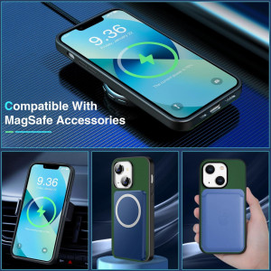Husa magnetica pentru iPhone 13 UNDEUX, piele PU, verde, 6,1 inchi - Img 4
