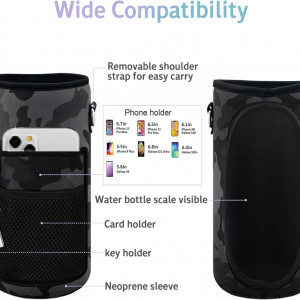 Husa pentru sticla de apa si telefon Winwild, plastic/textil, negru/gri, 23,4 x 10,9 cm
