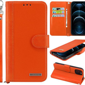 Husa portofel pentru iPhone 14 Plus 5G , piele ecologica , portocaliu - Img 2