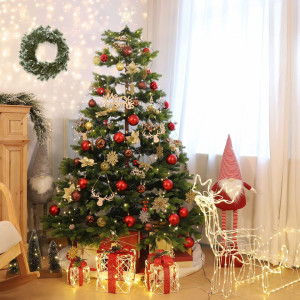 Instalatie si stea pentru bradul de Craciun Salcar, LED, alb cald, 150 cm - Img 6