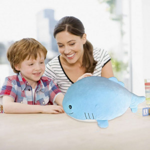 Jucarie de plus pentru copii RIHUD, model balena, albastru/negru, 69 x 43 x 27 cm - Img 2