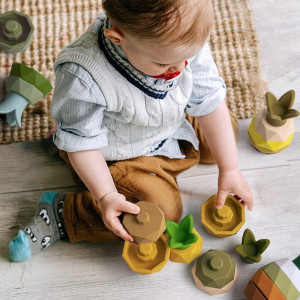 Jucarie educativa Montessori pentru bebelusi BoodiBou, silicon, multicolor , 10,5 x 7,2 x 6,2 cm - Img 3