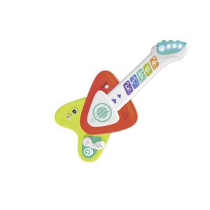 Jucarie interactiva si muzicala pentru bebelusi, Chitara cu clape touch multicolore, Globo Vitamina G, sunete diverse instrumente muzicale, buton ON/OFF, buton redare inregistrare, volum reglabil, lumini
