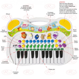 Jucarie muzicala, pian multifunctional RCO cu melodii, sunete, functie de inregistrare si redare, volum ajustabil, 38x27x3 cm, 18 luni+ , WW7003 - Img 5