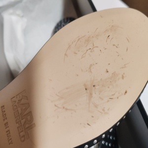 Karl Lagerfeld, Balerini cu tinte, Negru, Argintiu, 37, Resigilat, Grad B - Img 3