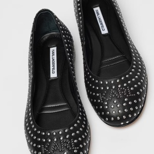 Karl Lagerfeld, Balerini cu tinte, Negru, Argintiu, 37, Resigilat, Grad B - Img 5