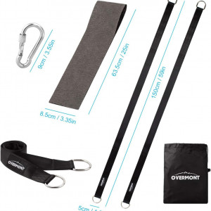 Kit accesorii pentru prindere leagan/hamac Overmont, poliester/metal, gri/negru/argintiu