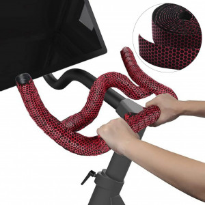 Kit de panglici antiderapante si capace pentru ghidon de bicicleta LONLIDANSI, EVA/silicon, negru/rosu - Img 7