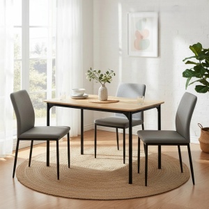 Kiwari Arno masa dining/birou, MDF/metal, 110x70x75cm, 11kg, capacitate 30kg, design modern, lemn deschis/negru - Verificat A · Re-Bloom - Img 3
