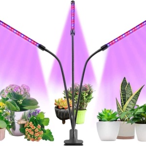 Lampa pentru cresterea plantelor Bustling, 3 lumini, LED, metal/plastic, negru