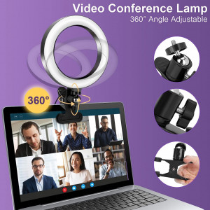 Lampa pentru videoconferinta Linkax, LED, incarcare USB, negru, 15,2 cm - Img 6