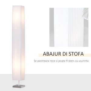 Lampadar cu design modern Re-Bloom, poliester/otel inoxidabil, alb, 14 x 14 x 120 cm, Resigilat, Grad A - Img 2