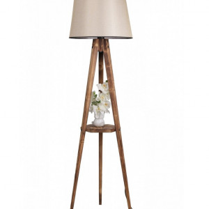 Lampadar Luin, lemn/ tesatura, maro/ bej, 160 cm H