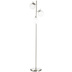 Lampadar modern cu 3 lumini Re-Bloom, metal/sticla, argintiu/alb, 27 x 169 cm, Resigilat, Grad A