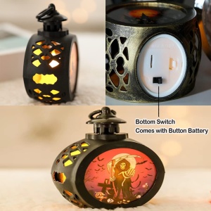 Lanterna cu LED cu lumina de noapte pentru Halloween XINNIAN, plastic, negru/portocaliu, 12 x 8,5 cm