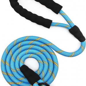 Lesa pentru caine Mycicy, nailon, albastru deschis/galben/negru, 180 cm