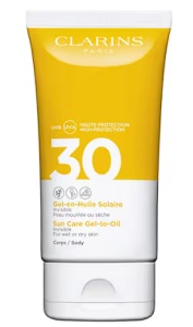Lotiune pentru corp cu protectie solara Clarins Sun Care Gel-to-Oil, SPF 30, 150 ml, Resigilat, Grad B