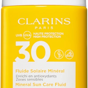 Lotiune pentru fata cu protectie solara Clarins Mineral Sun Care Fluid, SPF 30, 30 ml, Resigilat, Grad A
