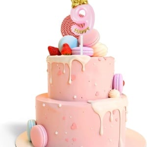 Lumanare pentru tort Party Go, cifra 9, ceara, roz/auriu, 9 cm