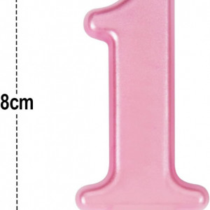 Lumanare pentru tort UVTQSSP, cifra 1, ceara, roz, 8 cm - Img 5