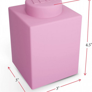 Lumina de noapte in forma de LEGO IQ, silicon, roz, 7,6 x 7,6 x 11,5 cm - Img 8