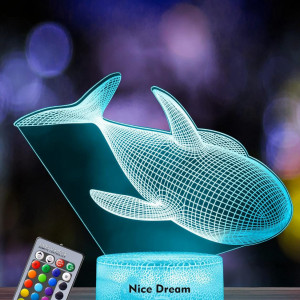 Lumina de noapte pentru copii Nice Dream, LED/RGB, model balena, plastic, 23 cm 