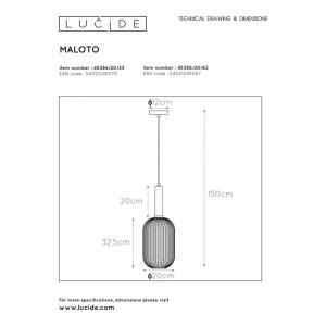 Lustra Lucide Maloto, 1 lumina, finisaj alama, 20 x 150 cm - Img 3