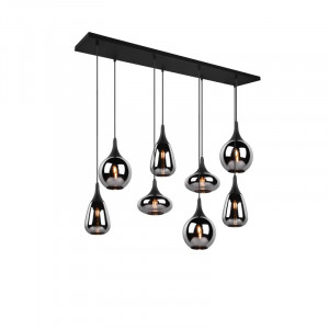 Lustra tip pendul Adjua, 8 lumini, metal/sticla, negru/crom, 20 x 115 x 150 cm