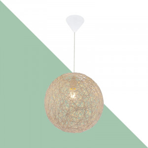 Lustra tip pendul Ball, plastic/textil, bej, 120 x 32 x 32 cm - Img 4