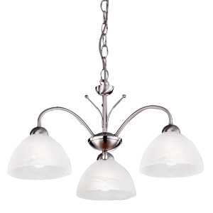 Lustra tip pendul Javi, 3 lumini, sticla/metal, alb/argintiu, 56 x 26 x 120 cm