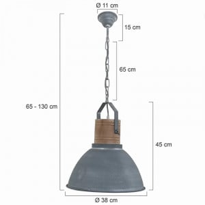 Lustra tip pendul Lyman, metal/lemn, gri deschis/bej, 38 x 45 x 65-130 cm