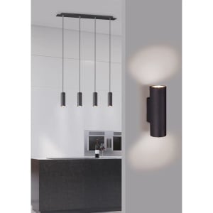 Lustra tip pendul Marley, 4 lumini, metal, negru, 75 x 9 x 150 cm