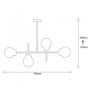 Lustra tip pendul Mirari, 4 lumini, metal/sticla, auriu/alb, 98 x 63-80 cm